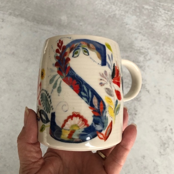 Anthropologie Mug Stella Halfmann S Monogram Petal Palette Floral - Picture 1 of 4